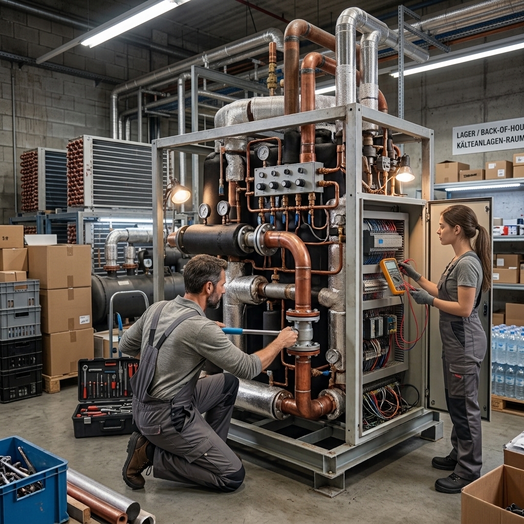 Aufbau und Montage einer Kälteanlage mit Kupferleitungen
