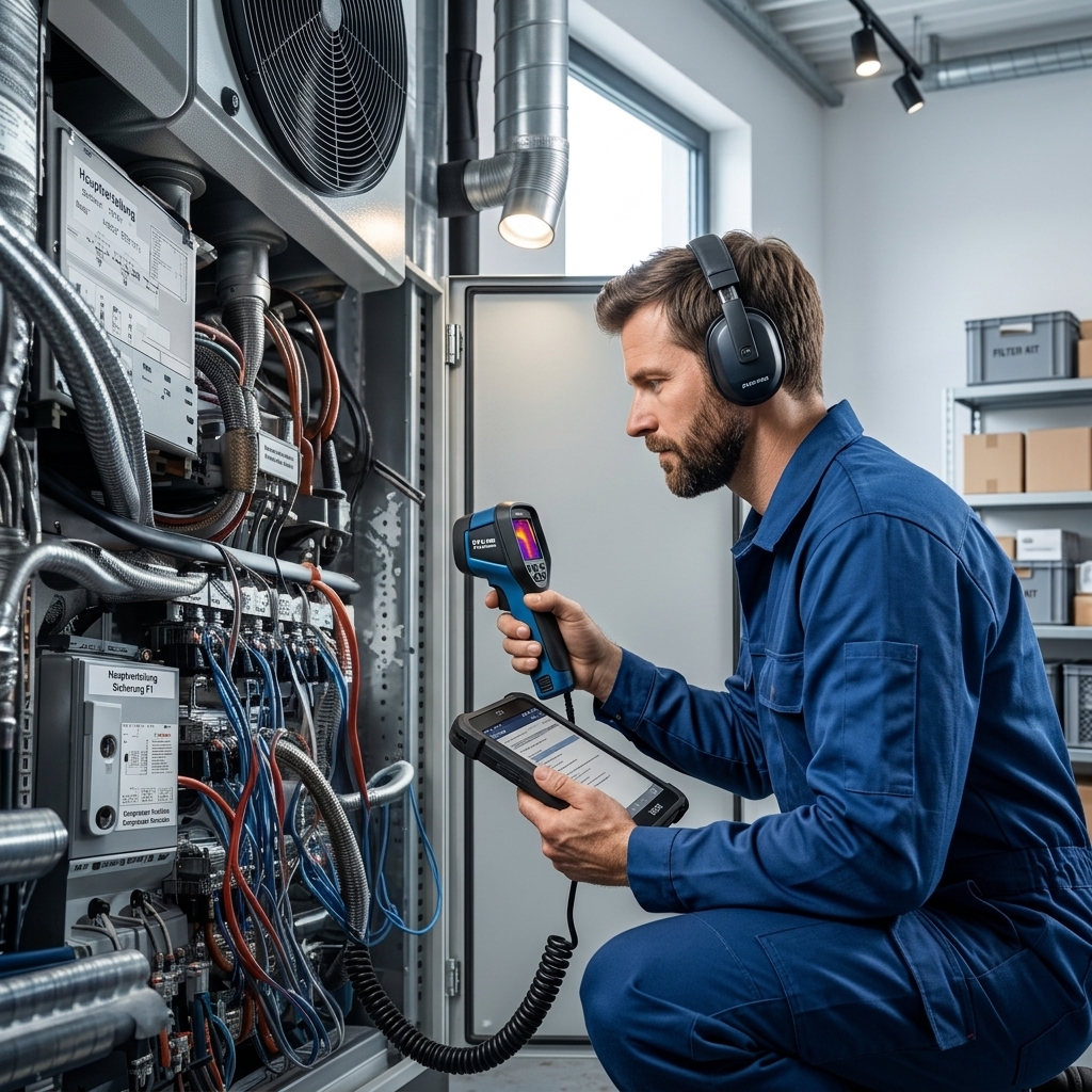 Techniker bei der technischen Wartung einer Anlage